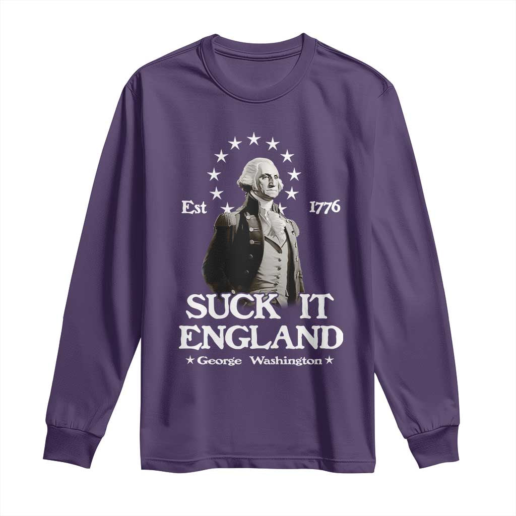 Funny Suck It England Long Sleeve Shirt 4th of July 1776 George Washington - Wonder Print Shop