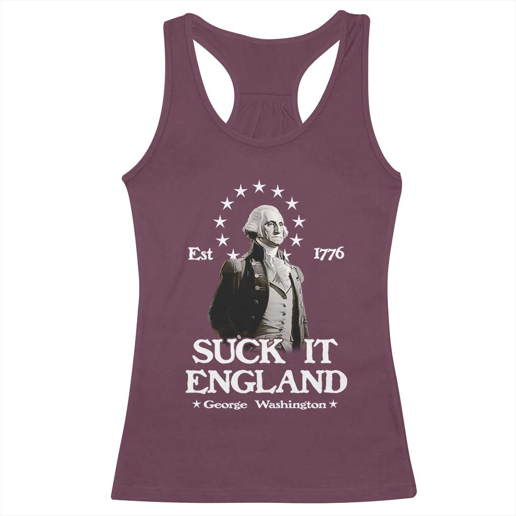 Funny Suck It England Racerback Tank Top 4th of July 1776 George Washington - Wonder Print Shop