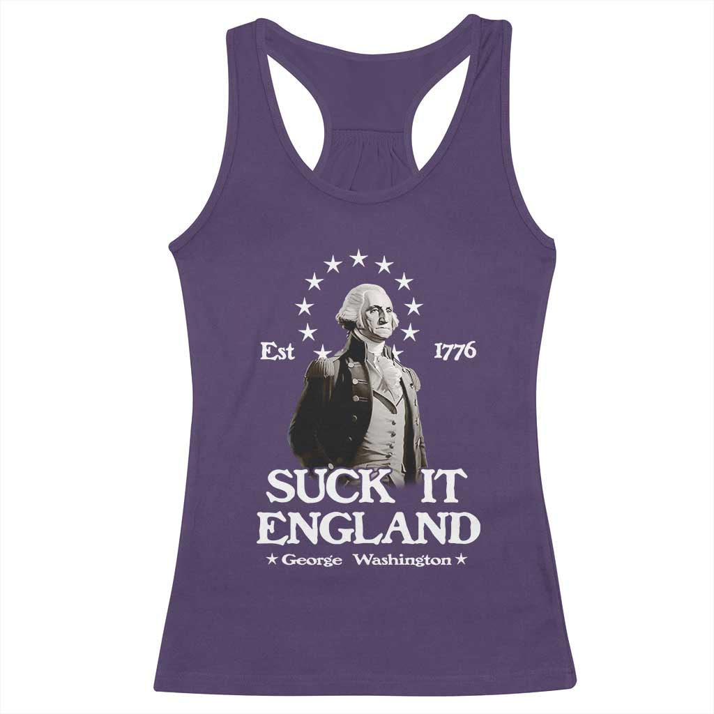 Funny Suck It England Racerback Tank Top 4th of July 1776 George Washington - Wonder Print Shop