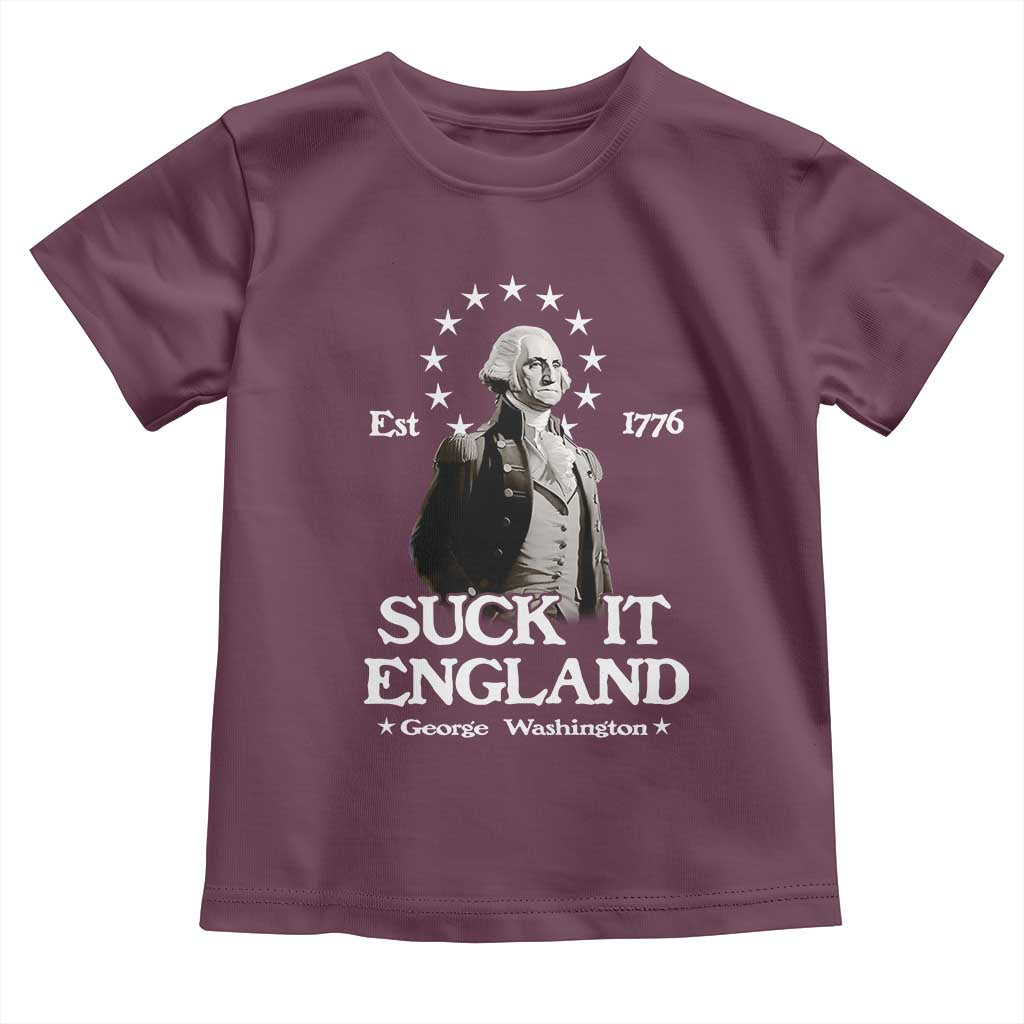 Funny Suck It England Toddler T Shirt 4th of July 1776 George Washington - Wonder Print Shop