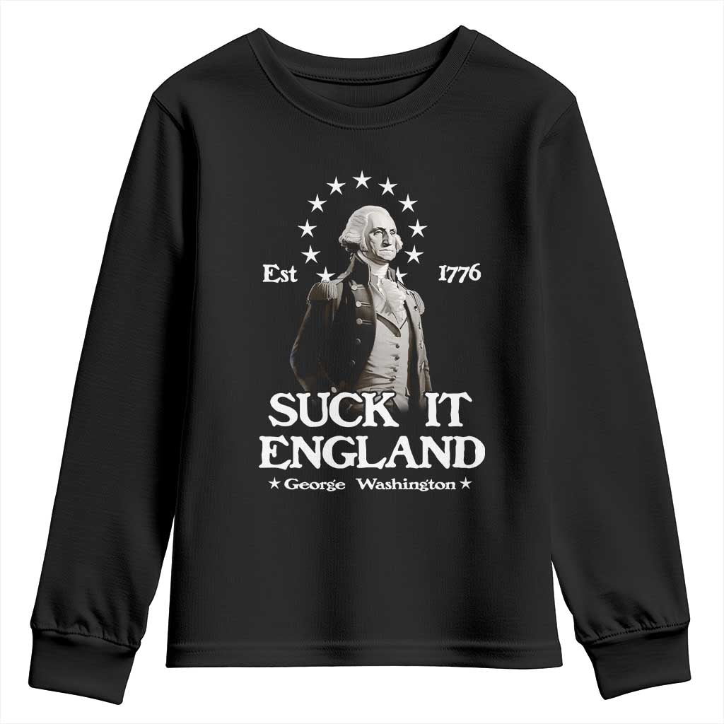 Funny Suck It England Youth Sweatshirt 4th of July 1776 George Washington - Wonder Print Shop