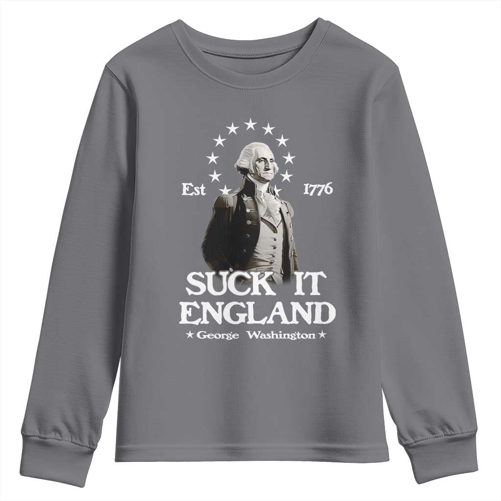 Funny Suck It England Youth Sweatshirt 4th of July 1776 George Washington - Wonder Print Shop