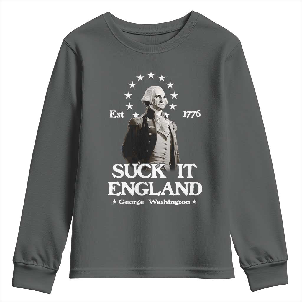 Funny Suck It England Youth Sweatshirt 4th of July 1776 George Washington - Wonder Print Shop
