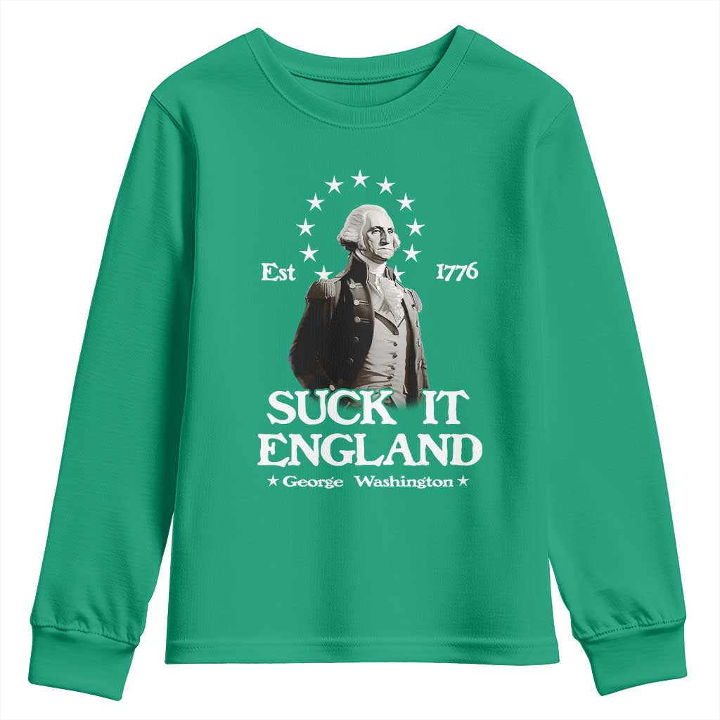Funny Suck It England Youth Sweatshirt 4th of July 1776 George Washington - Wonder Print Shop