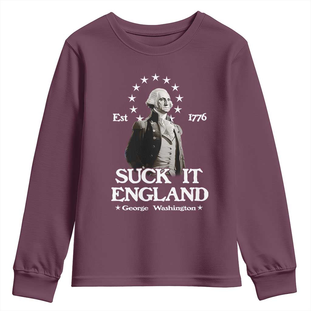 Funny Suck It England Youth Sweatshirt 4th of July 1776 George Washington - Wonder Print Shop