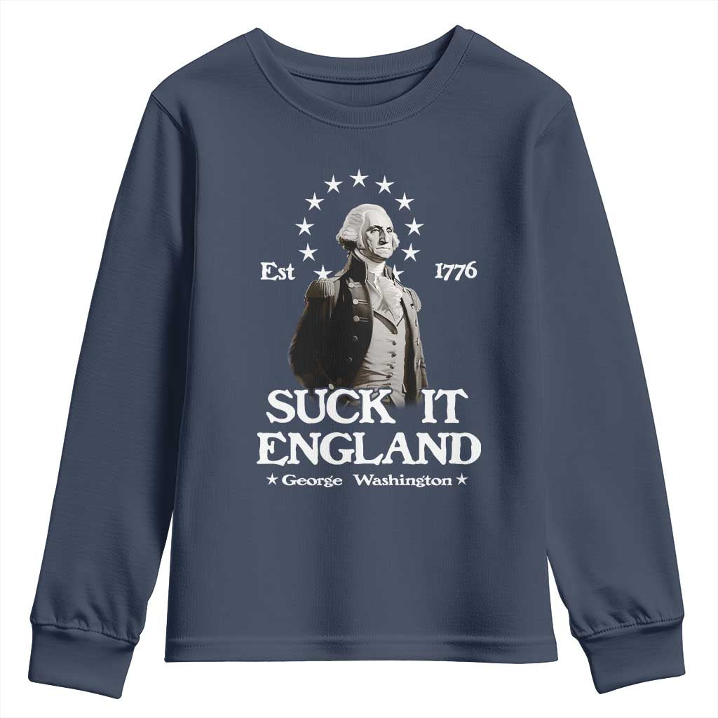 Funny Suck It England Youth Sweatshirt 4th of July 1776 George Washington - Wonder Print Shop