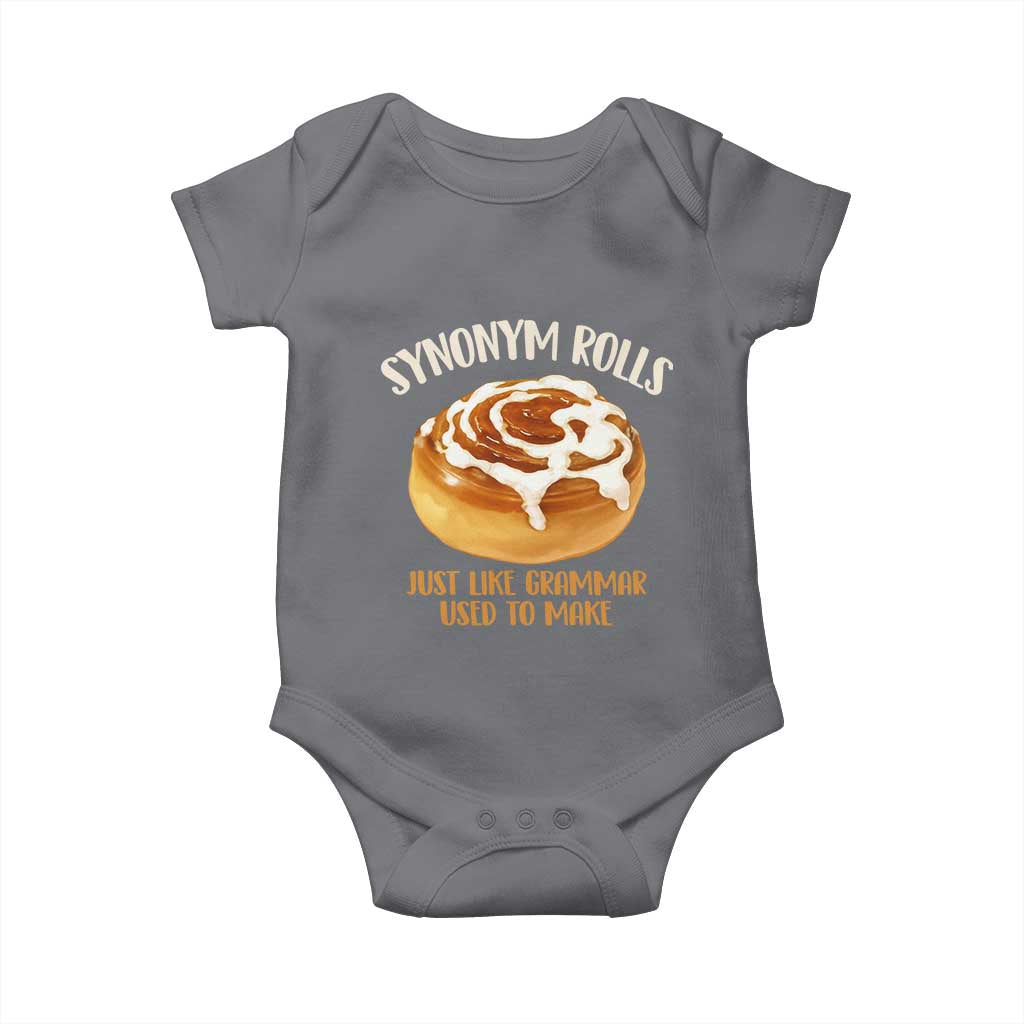 Funny Synonym Rolls Just Like Grammar Used To Make Baby Onesie Cinnamon Rolls Grammar Pun