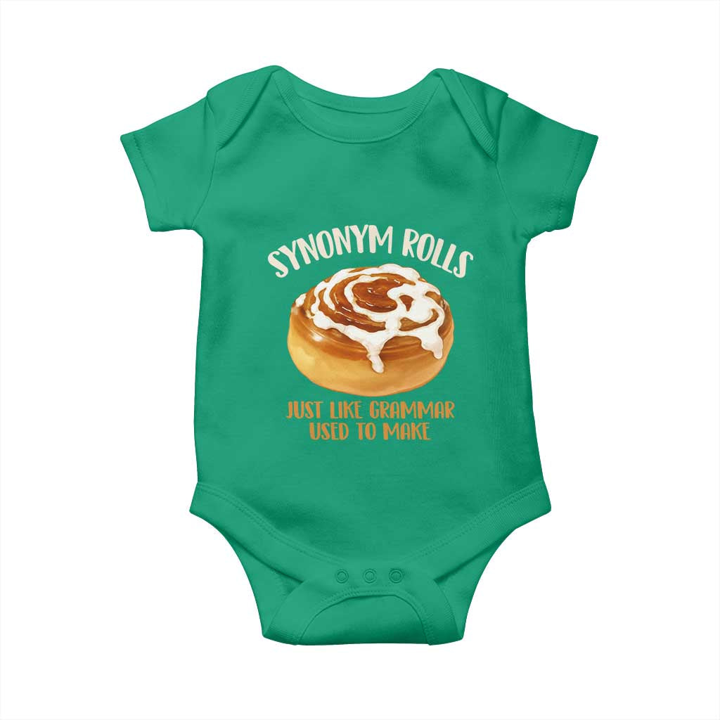 Funny Synonym Rolls Just Like Grammar Used To Make Baby Onesie Cinnamon Rolls Grammar Pun
