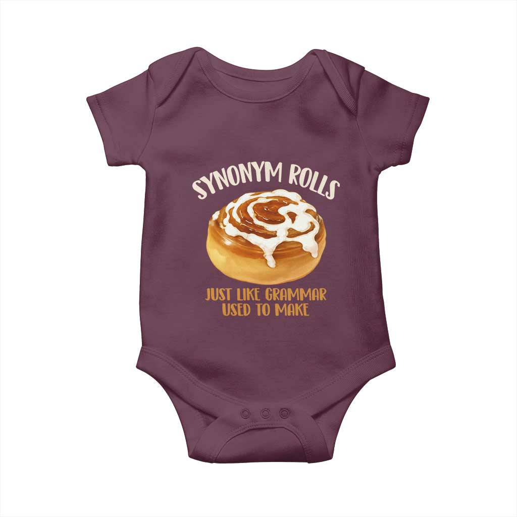 Funny Synonym Rolls Just Like Grammar Used To Make Baby Onesie Cinnamon Rolls Grammar Pun