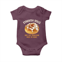 Funny Synonym Rolls Just Like Grammar Used To Make Baby Onesie Cinnamon Rolls Grammar Pun