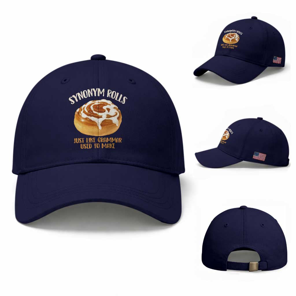 Funny Synonym Rolls Just Like Grammar Used To Make Baseball Cap Cinnamon Rolls Grammar Pun