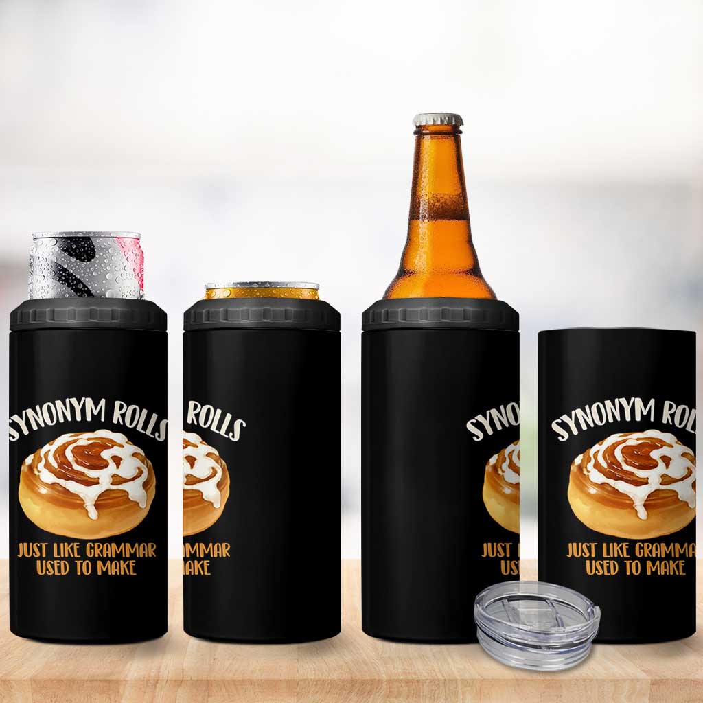 Funny Synonym Rolls Just Like Grammar Used To Make 4 in 1 Can Cooler Tumbler Cinnamon Rolls Grammar Pun