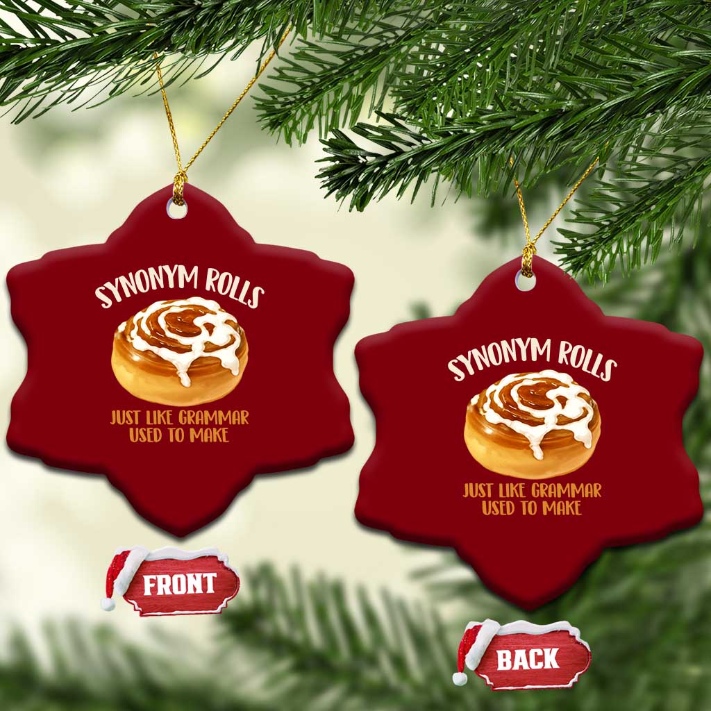 Funny Synonym Rolls Just Like Grammar Used To Make Ceramic Ornament Cinnamon Rolls Grammar Pun