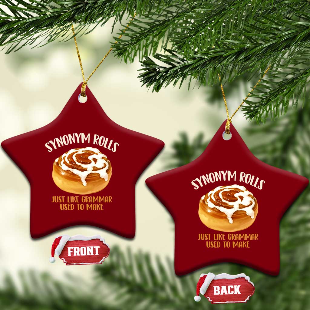 Funny Synonym Rolls Just Like Grammar Used To Make Ceramic Ornament Cinnamon Rolls Grammar Pun