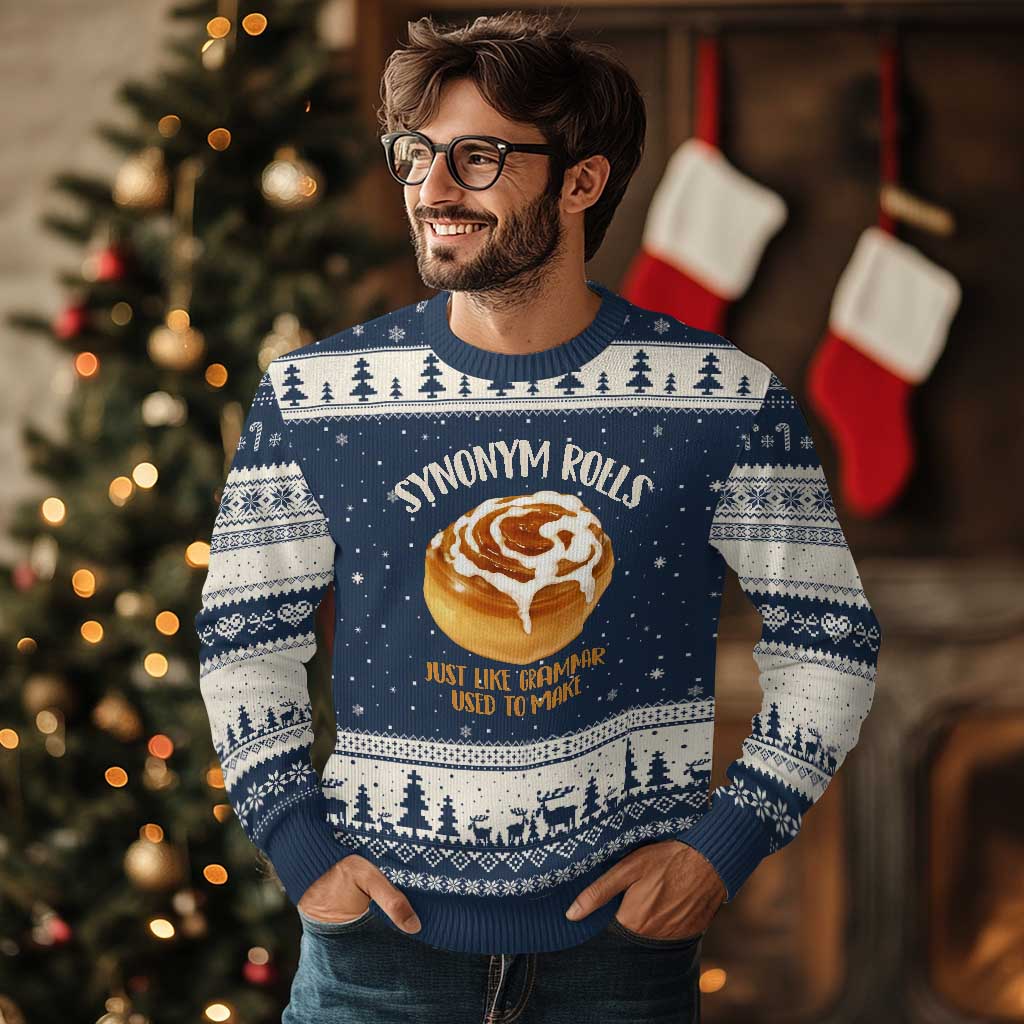 Funny Synonym Rolls Just Like Grammar Used To Make Ugly Christmas Sweater Cinnamon Rolls Grammar Pun