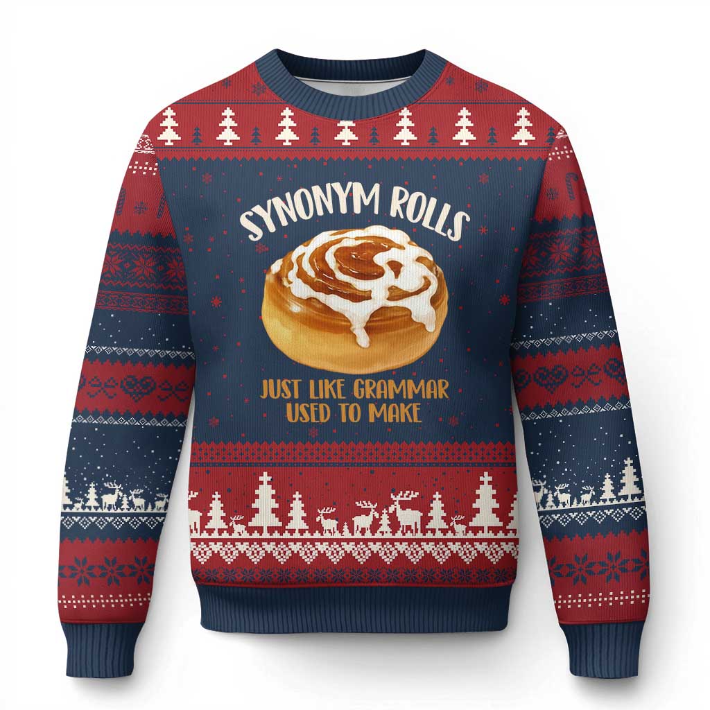 Funny Synonym Rolls Just Like Grammar Used To Make Ugly Christmas Sweater Cinnamon Rolls Grammar Pun