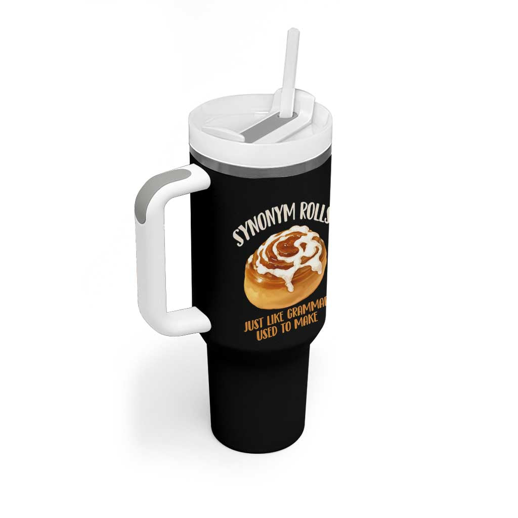 Funny Synonym Rolls Just Like Grammar Used To Make Tumbler With Handle Cinnamon Rolls Grammar Pun