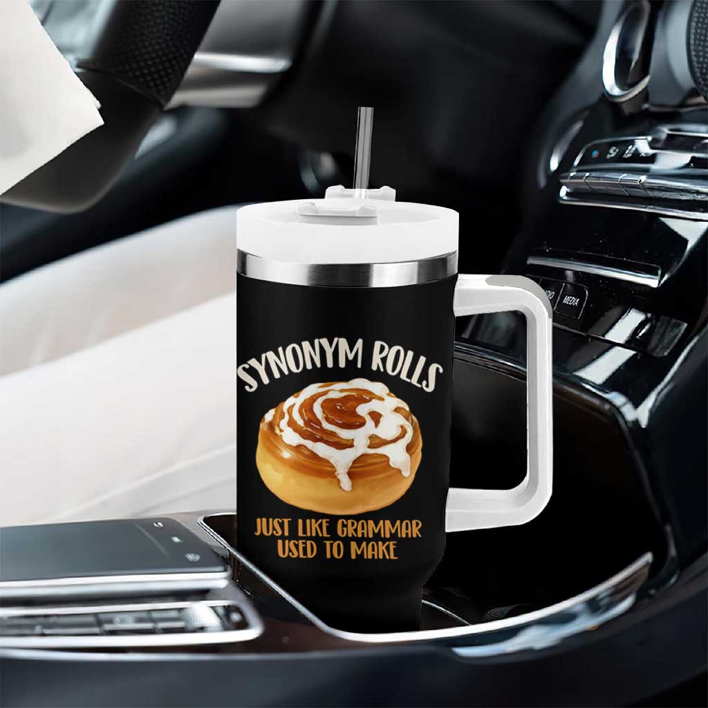 Funny Synonym Rolls Just Like Grammar Used To Make Tumbler With Handle Cinnamon Rolls Grammar Pun