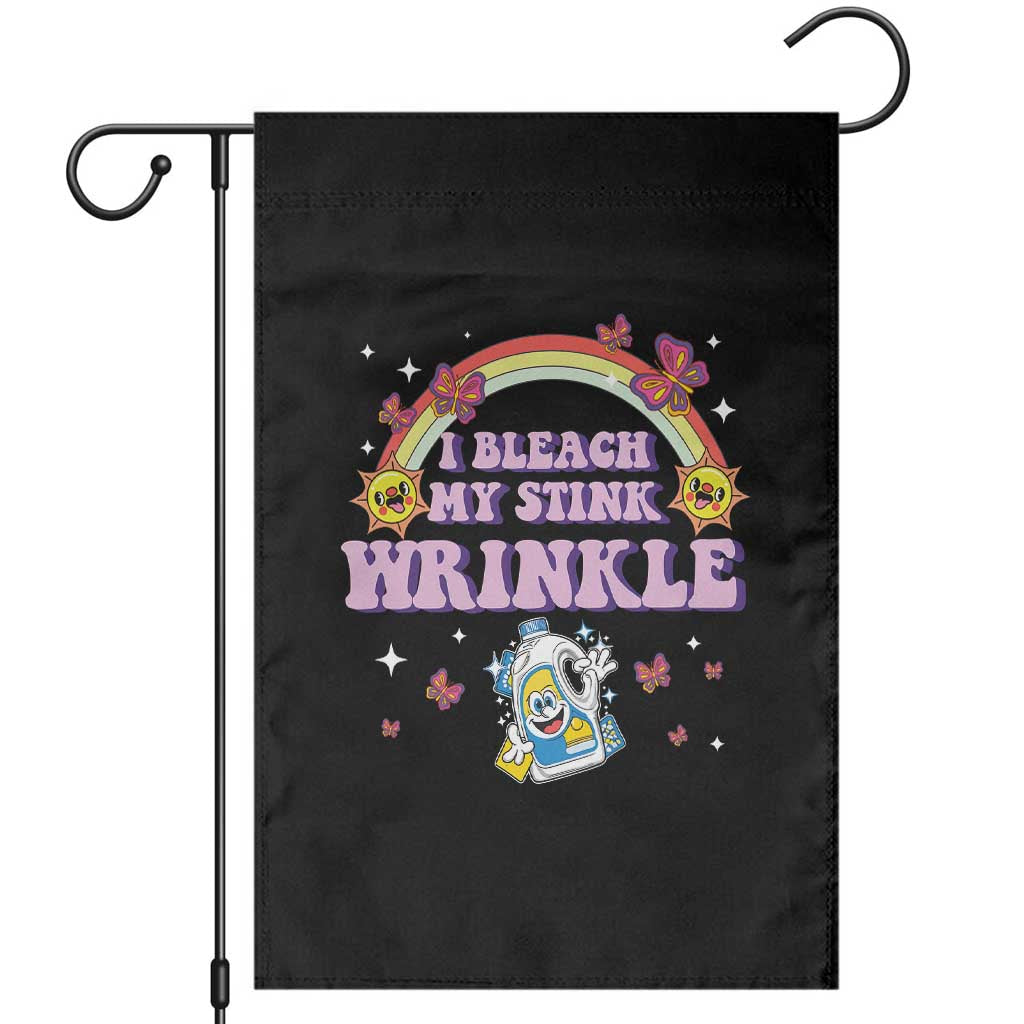 Funny I Bleach My Stink Wrinkle Garden Flag Gag Adult Humor Rainbow Bleach Bottle - Wonder Print Shop