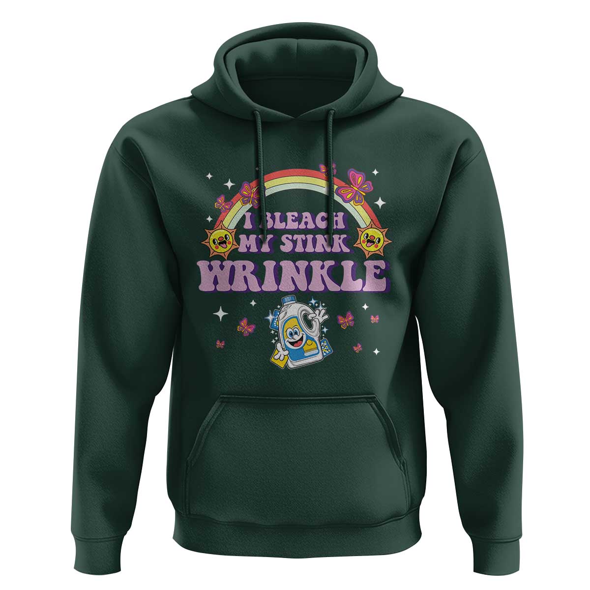 Funny I Bleach My Stink Wrinkle Hoodie Gag Adult Humor Rainbow Bleach Bottle - Wonder Print Shop