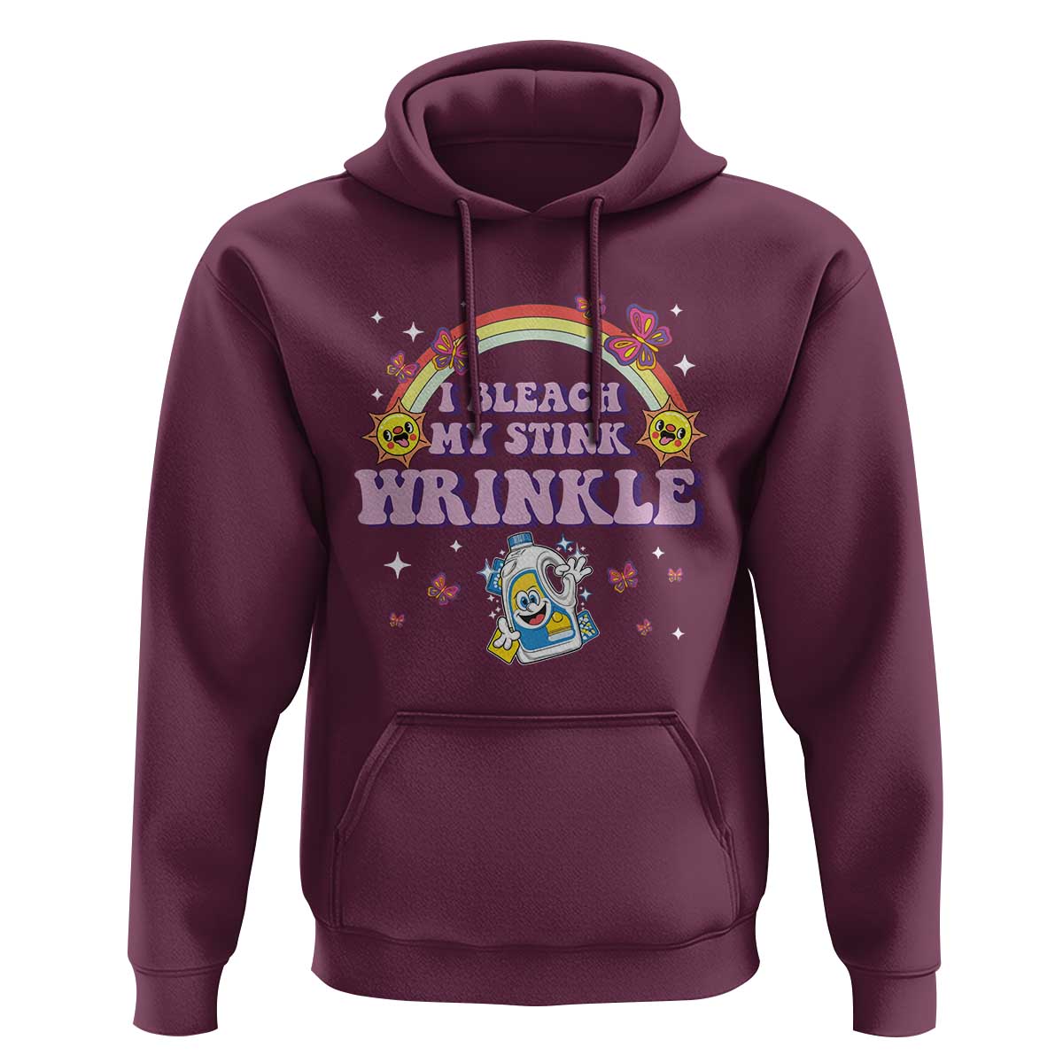 Funny I Bleach My Stink Wrinkle Hoodie Gag Adult Humor Rainbow Bleach Bottle - Wonder Print Shop