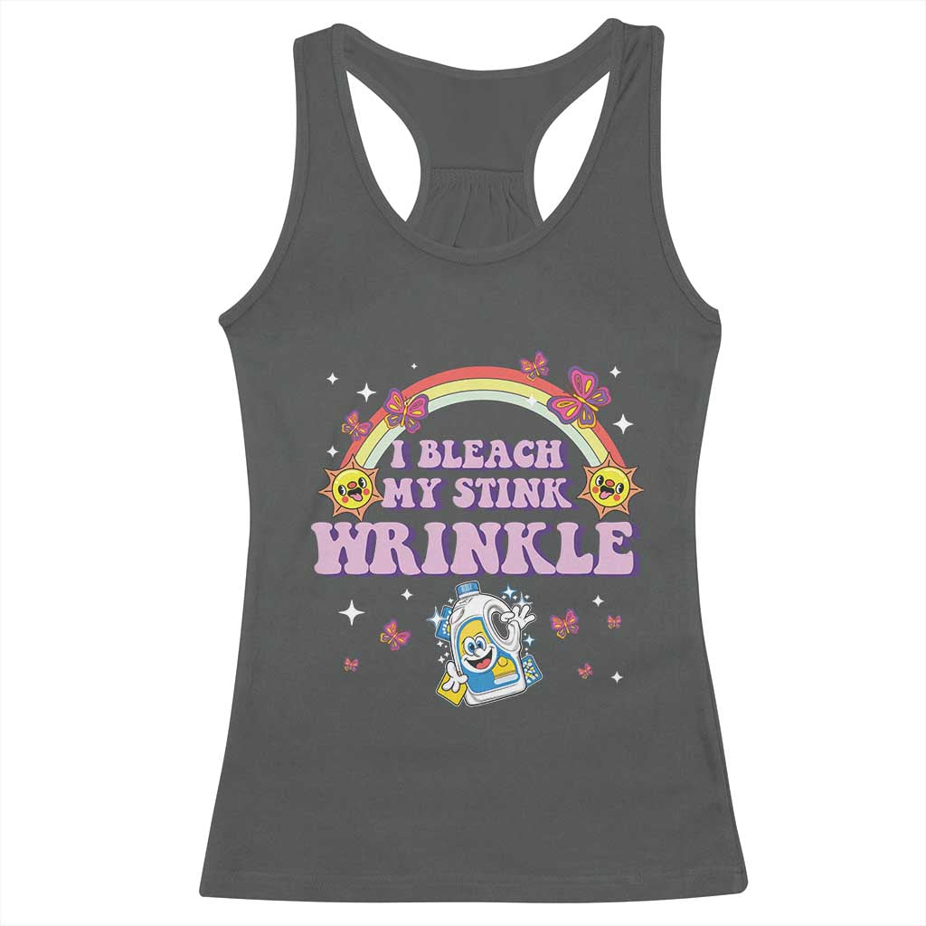 Funny I Bleach My Stink Wrinkle Racerback Tank Top Gag Adult Humor Rainbow Bleach Bottle - Wonder Print Shop