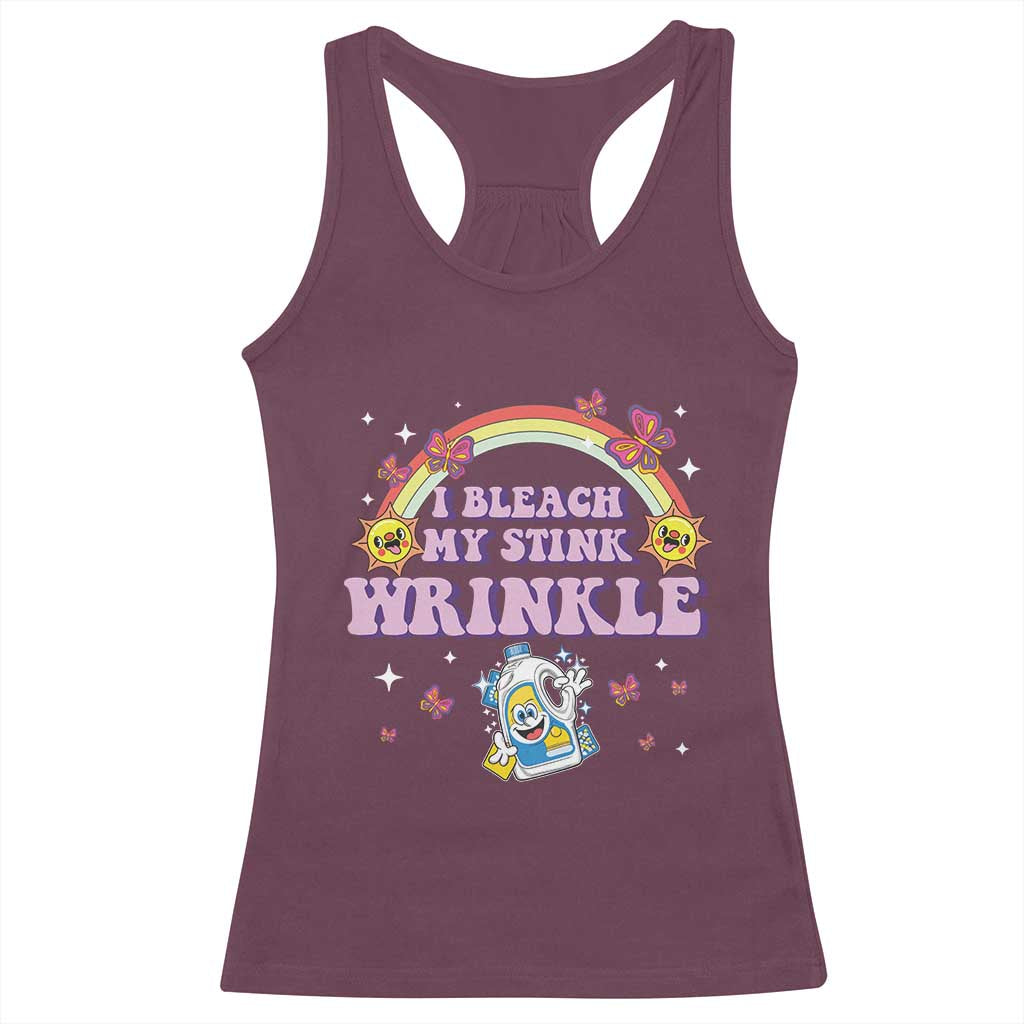 Funny I Bleach My Stink Wrinkle Racerback Tank Top Gag Adult Humor Rainbow Bleach Bottle - Wonder Print Shop