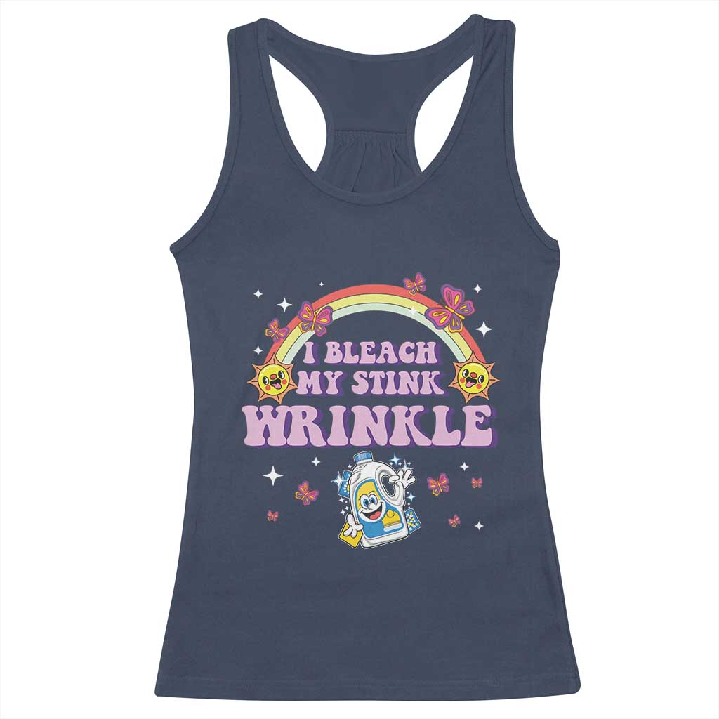 Funny I Bleach My Stink Wrinkle Racerback Tank Top Gag Adult Humor Rainbow Bleach Bottle - Wonder Print Shop