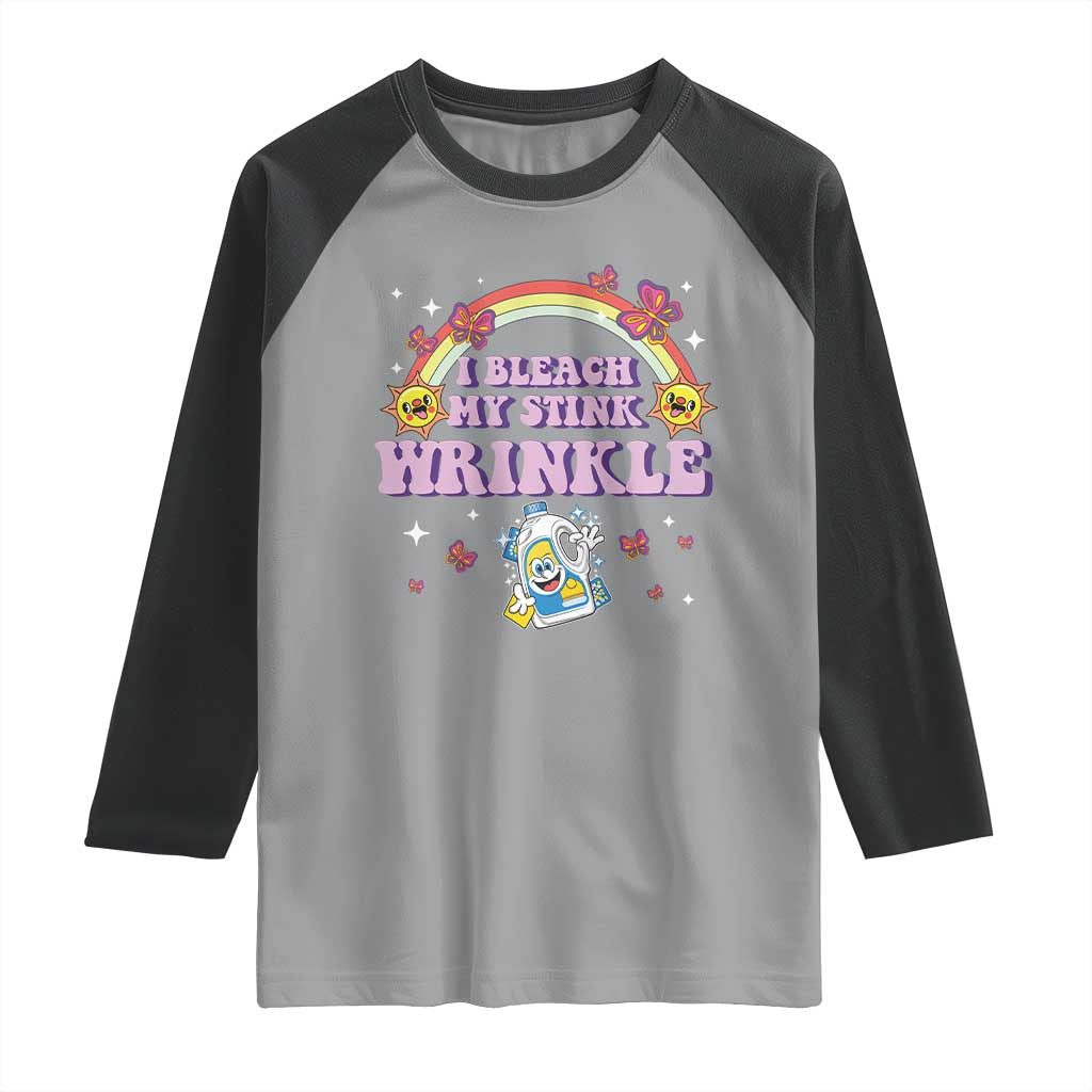 Funny I Bleach My Stink Wrinkle Raglan Shirt Gag Adult Humor Rainbow Bleach Bottle - Wonder Print Shop