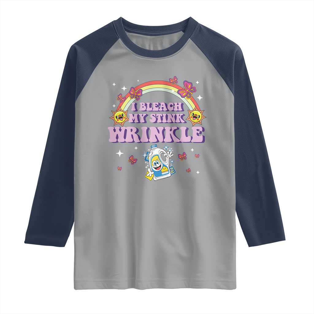 Funny I Bleach My Stink Wrinkle Raglan Shirt Gag Adult Humor Rainbow Bleach Bottle - Wonder Print Shop
