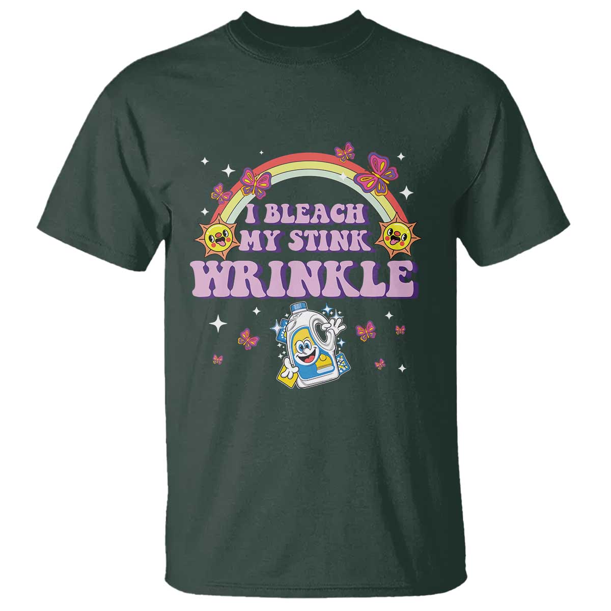 Funny I Bleach My Stink Wrinkle T Shirt Gag Adult Humor Rainbow Bleach Bottle - Wonder Print Shop