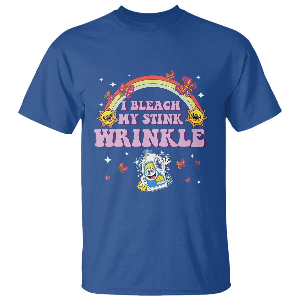 Funny I Bleach My Stink Wrinkle T Shirt Gag Adult Humor Rainbow Bleach Bottle - Wonder Print Shop