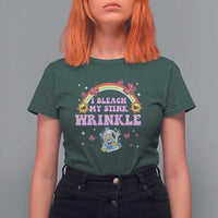 Funny I Bleach My Stink Wrinkle T Shirt For Women Gag Adult Humor Rainbow Bleach Bottle - Wonder Print Shop