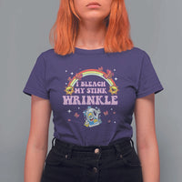 Funny I Bleach My Stink Wrinkle T Shirt For Women Gag Adult Humor Rainbow Bleach Bottle - Wonder Print Shop