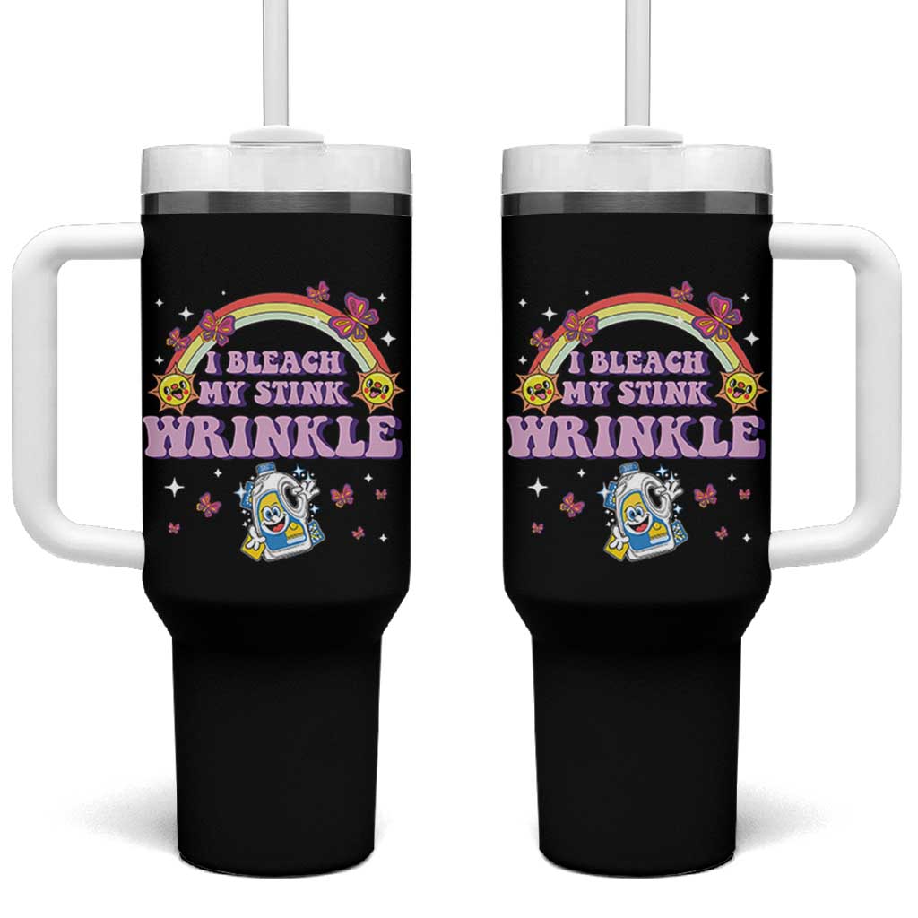 Funny I Bleach My Stink Wrinkle Tumbler With Handle Gag Adult Humor Rainbow Bleach Bottle - Wonder Print Shop