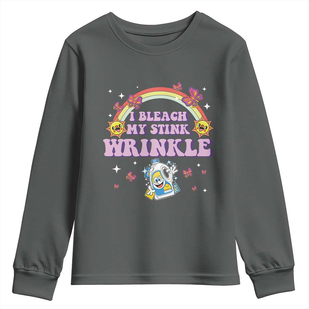 Funny I Bleach My Stink Wrinkle Youth Sweatshirt Gag Adult Humor Rainbow Bleach Bottle - Wonder Print Shop