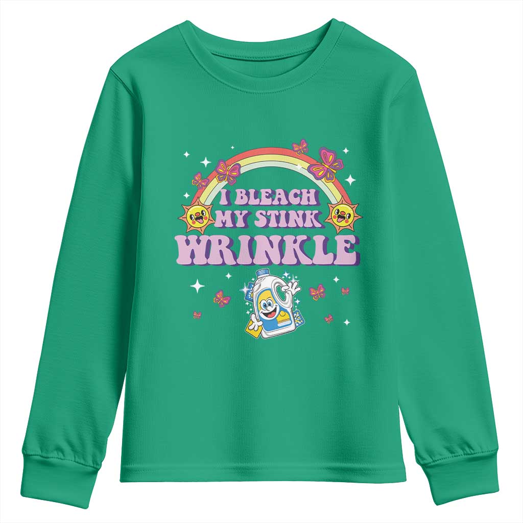 Funny I Bleach My Stink Wrinkle Youth Sweatshirt Gag Adult Humor Rainbow Bleach Bottle - Wonder Print Shop
