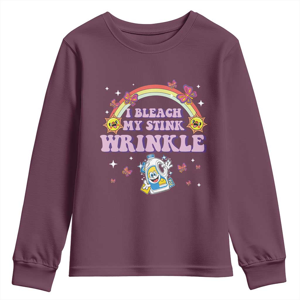 Funny I Bleach My Stink Wrinkle Youth Sweatshirt Gag Adult Humor Rainbow Bleach Bottle - Wonder Print Shop