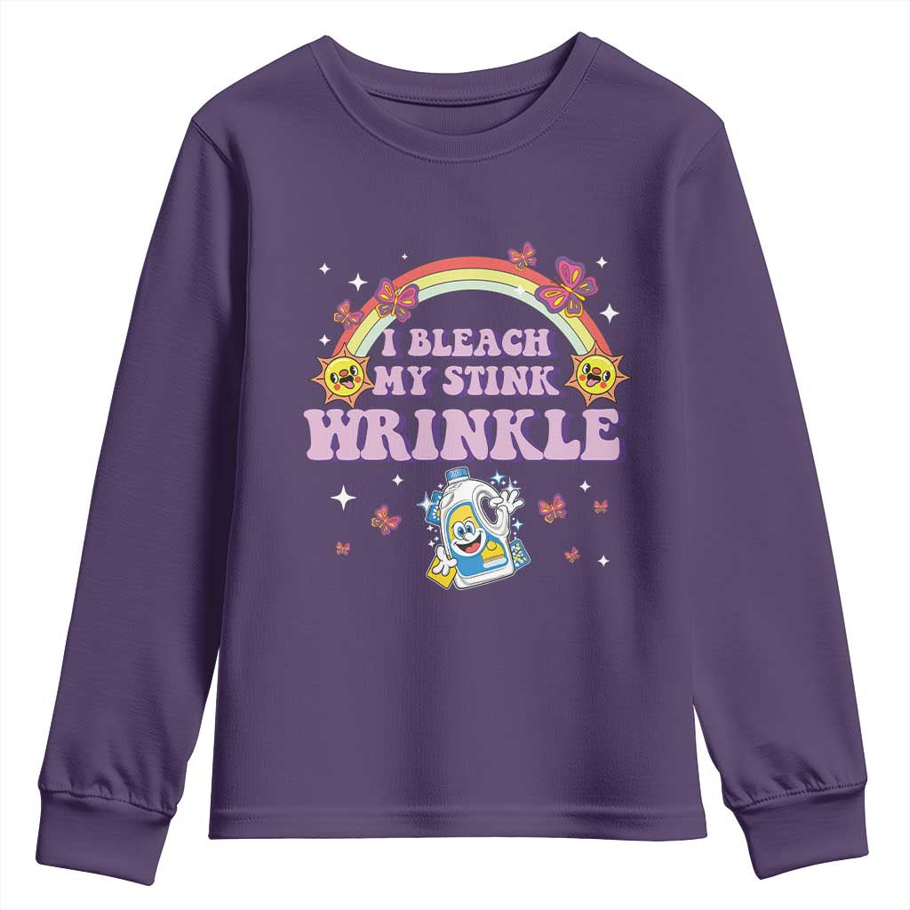 Funny I Bleach My Stink Wrinkle Youth Sweatshirt Gag Adult Humor Rainbow Bleach Bottle - Wonder Print Shop