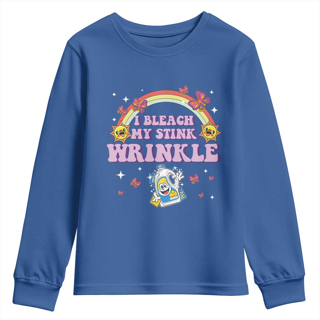 Funny I Bleach My Stink Wrinkle Youth Sweatshirt Gag Adult Humor Rainbow Bleach Bottle - Wonder Print Shop