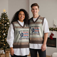 Funny I Didn't Grow Up Saying With Liberty And Justice For All V-Neck Knit Sweater Vest - Wonder Print Shop