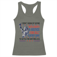 Funny I Didn't Grow Up Saying With Liberty And Justice For All Racerback Tank Top - Wonder Print Shop