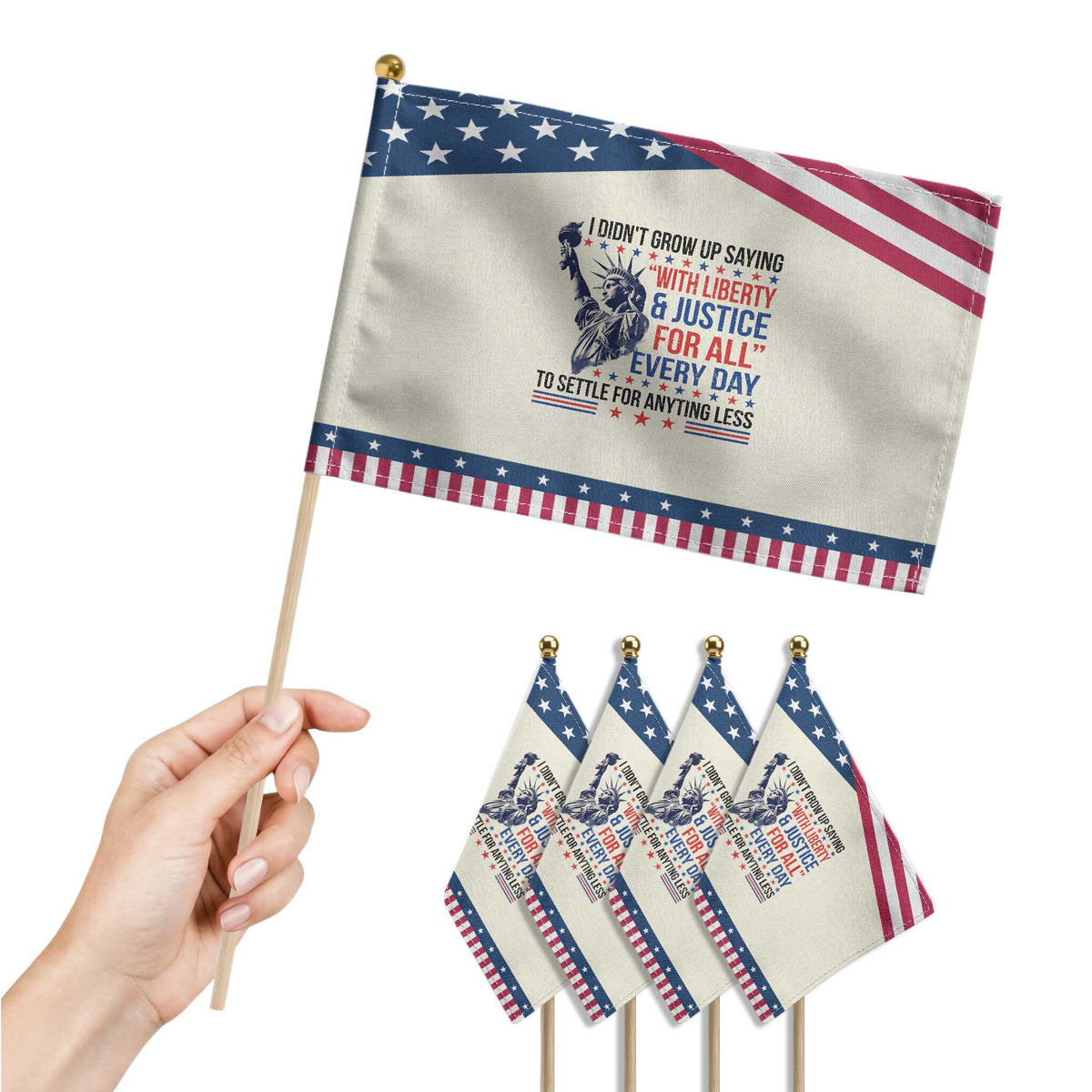 Funny I Didn't Grow Up Saying With Liberty And Justice For All Patriotic Handheld Flag