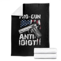 Pro Gun Anti Idiot Throw Blanket Vintage American Flag 2nd Amendment - Wonder Print Shop
