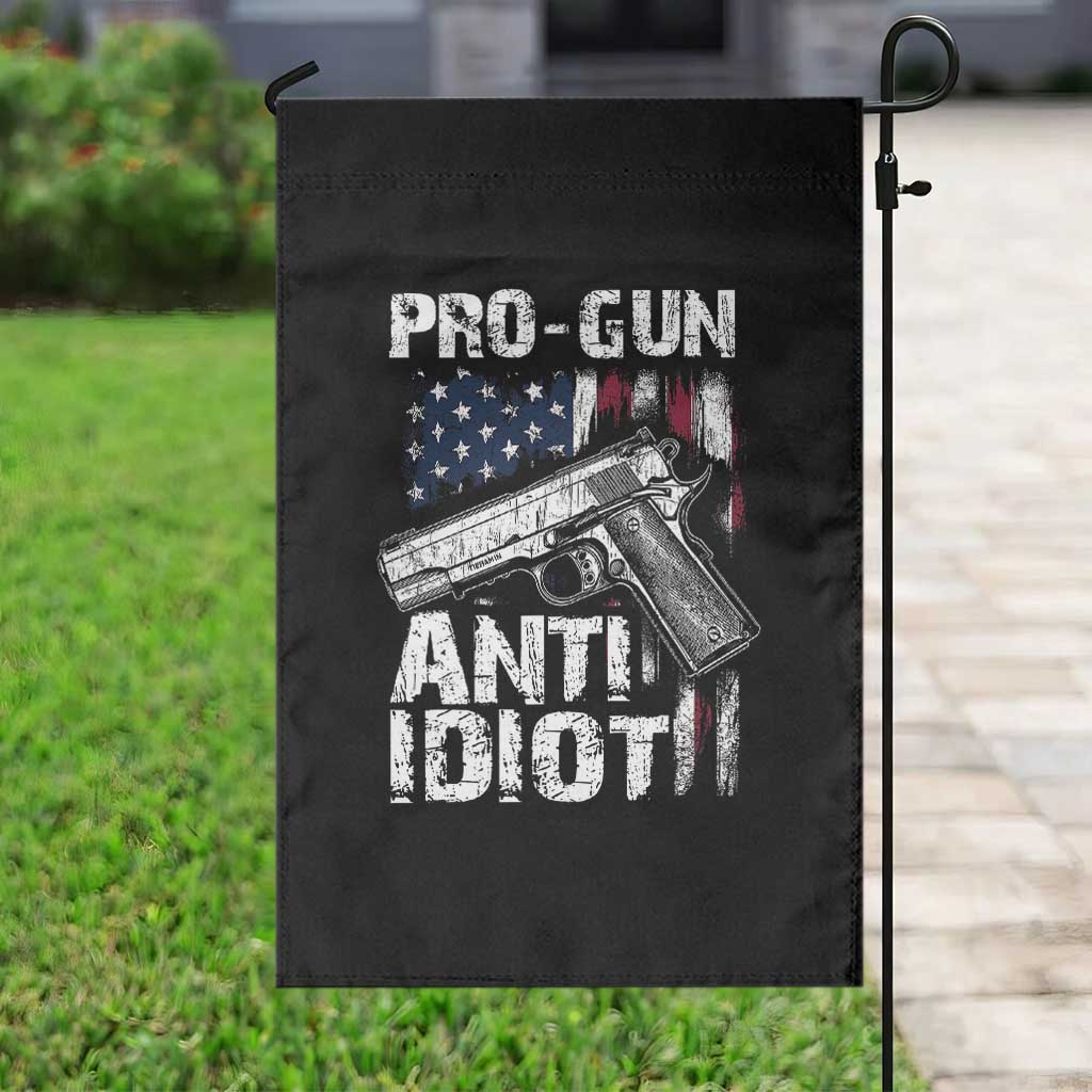 Pro Gun Anti Idiot Garden Flag Vintage American Flag 2nd Amendment - Wonder Print Shop