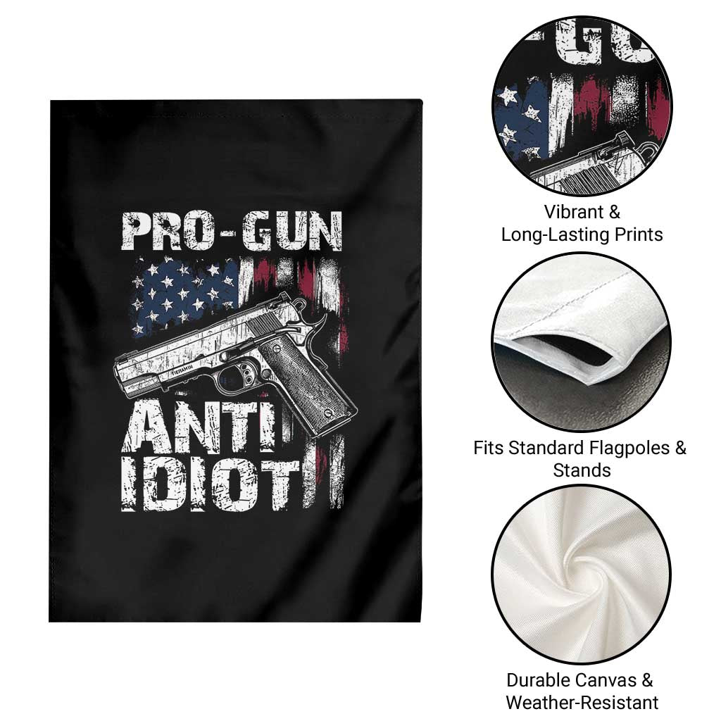 Pro Gun Anti Idiot Garden Flag Vintage American Flag 2nd Amendment - Wonder Print Shop