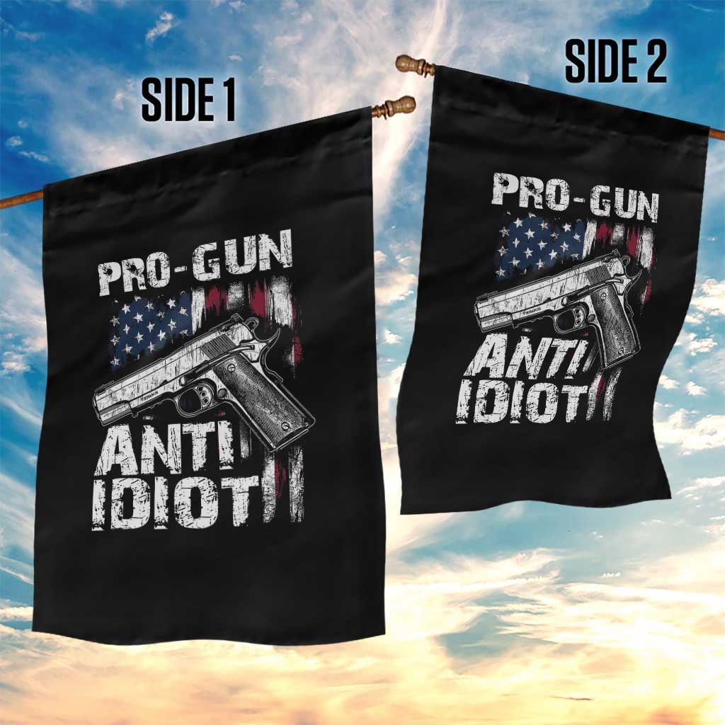 Pro Gun Anti Idiot Garden Flag Vintage American Flag 2nd Amendment - Wonder Print Shop