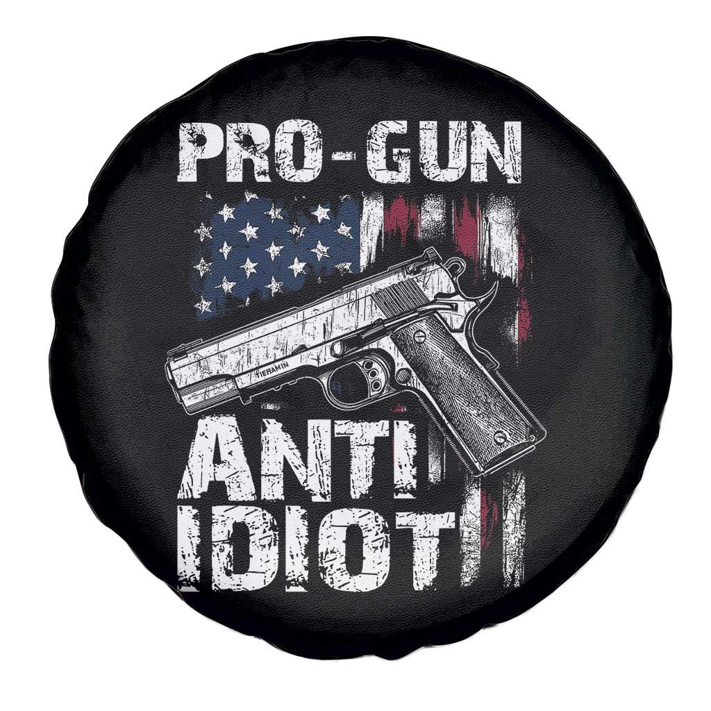 Pro Gun Anti Idiot Spare Tire Cover Vintage American Flag 2nd Amendment - Wonder Print Shop