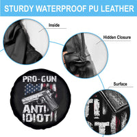 Pro Gun Anti Idiot Spare Tire Cover Vintage American Flag 2nd Amendment - Wonder Print Shop