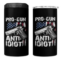 Pro Gun Anti Idiot 4 in 1 Can Cooler Tumbler Vintage American Flag 2nd Amendment - Wonder Print Shop